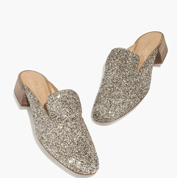 Madewell Willa Loafer Mule In Gold Glitter Sz 6.5 Women's - Picture 9 of 10
